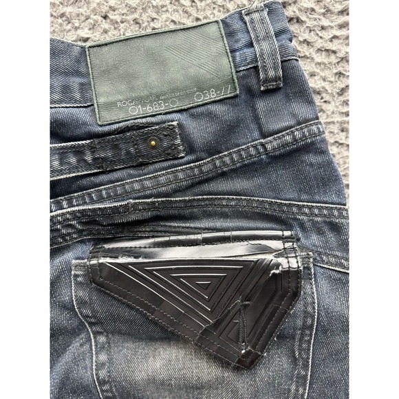 Vintage Y2K Rocawear Baggy Straight Fit Denim Jeans Dark Blue Mens Size 36‎ - Picture 5 of 16